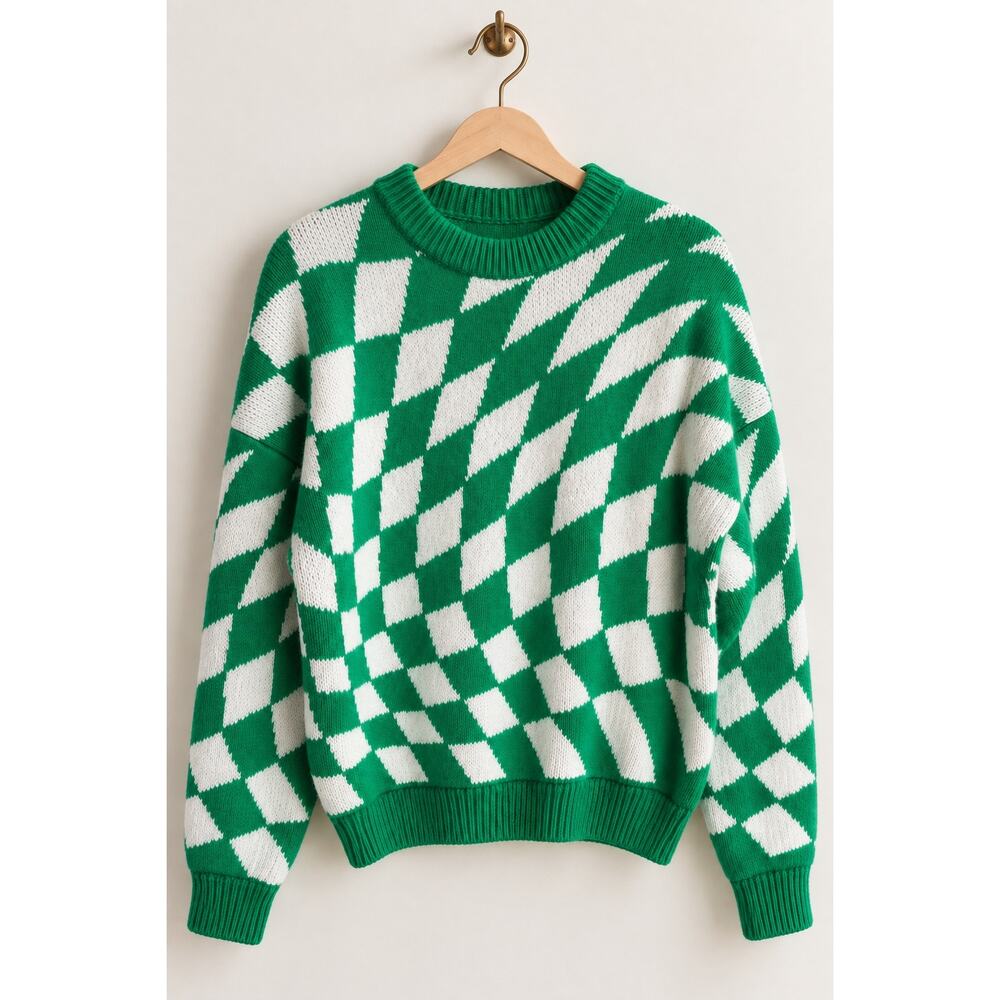 Lisa Says Gah Emma Sweater Green Warp | XS/S - Picture 2 of 8